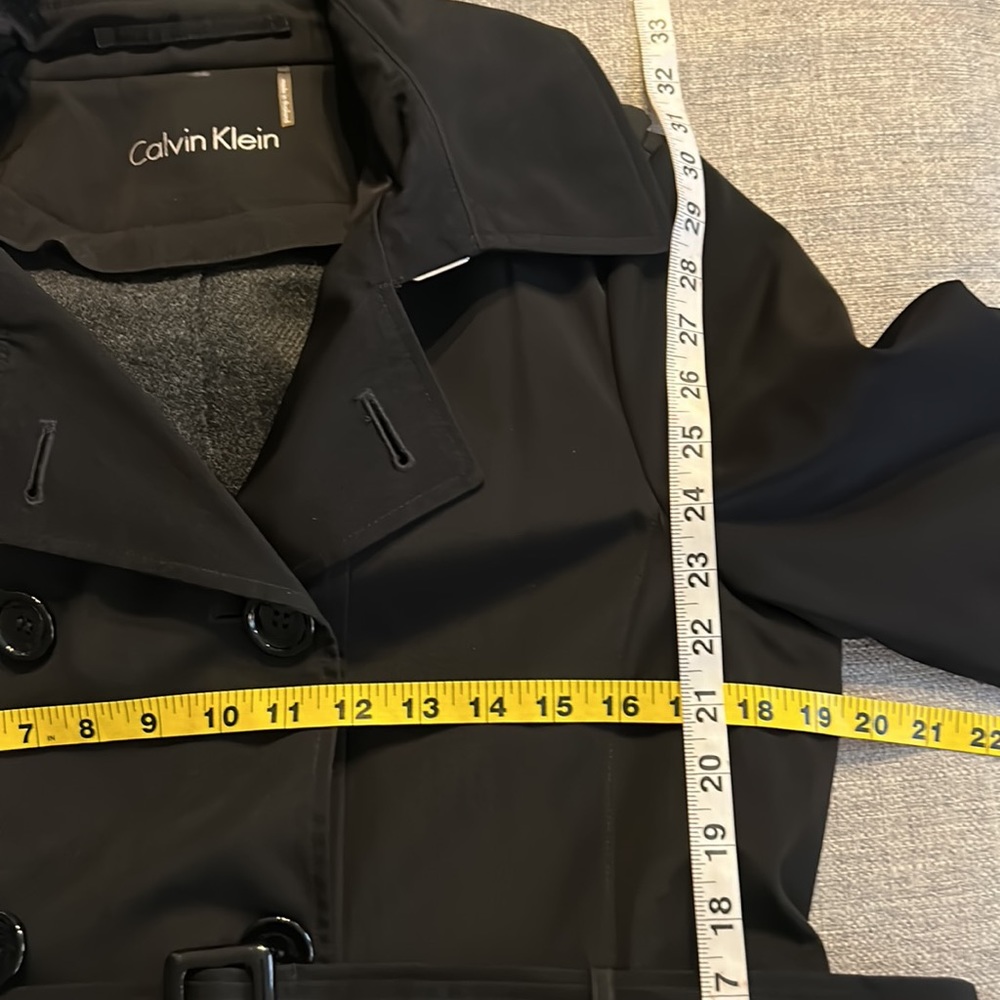 Calvin Klein Classic Black Trench Coat Removable Fleece Lining - Picture 16 of 16